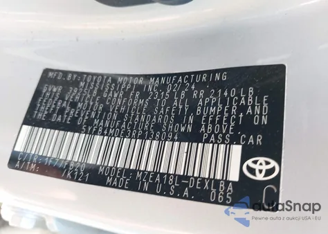 2024 Toyota Corolla Le из США, поврежденный, VIN 5YFB4MDE3RP138094